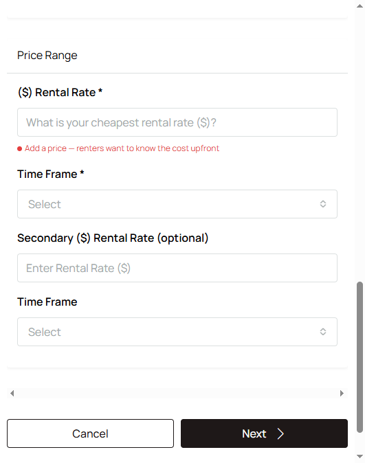Listing pricing options