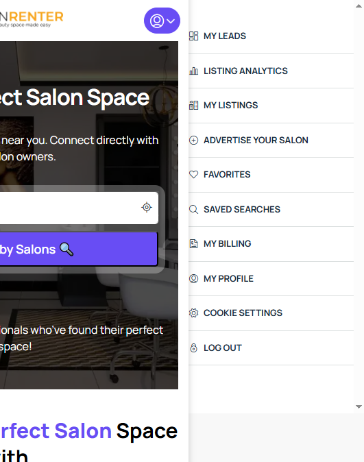 Dashboard dropdown menu